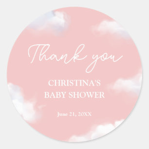 We're on Cloud 9 Pink Girl Baby Shower Thank You Classic Round Sticker