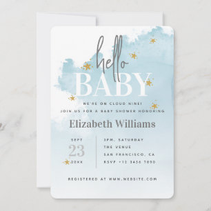 We're on Cloud Nine Baby Shower Invitation