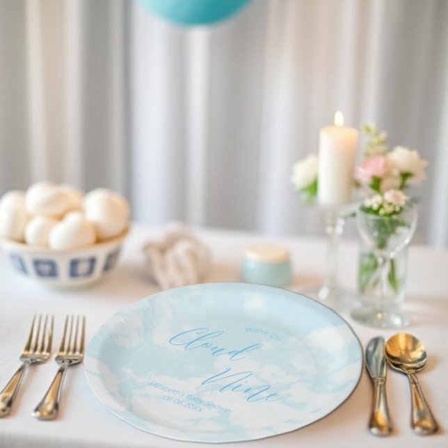 We're On Cloud Nine Baby Shower Paper Plate (Creator Uploaded)