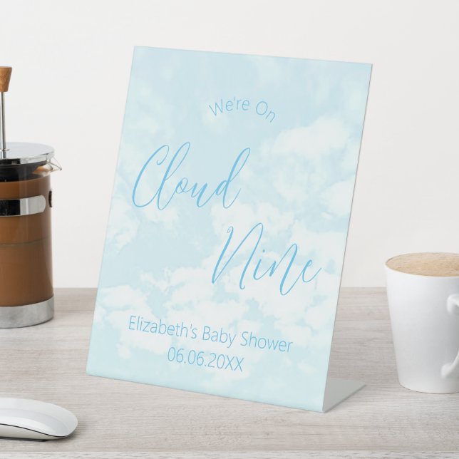 We're On Cloud Nine Baby Shower Pedestal Sign (In SItu)