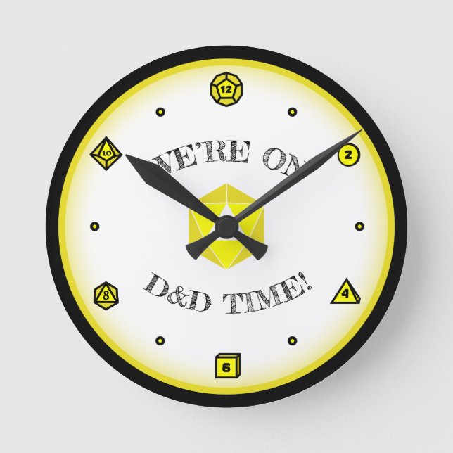 We're on D&D Time - YELLOW Round Clock (Front)