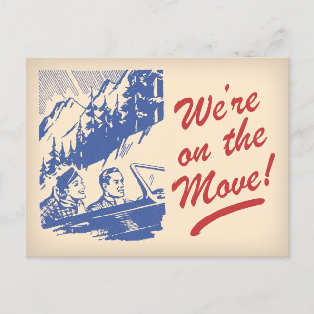 We're On the Move Retro Change of Address Postcard (Front)