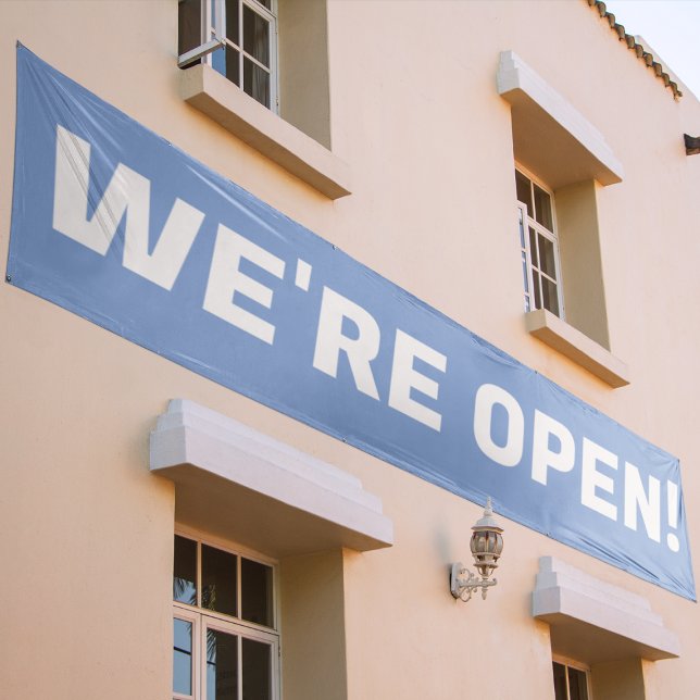 We're Open! Blue & White Promotional Sign Banner (Creator Uploaded)