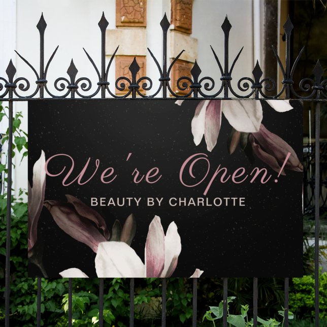 Were Open Business Beauty Salon Floral Typography Banner (Creator Uploaded)