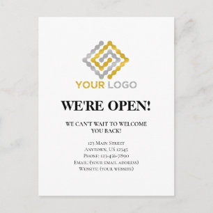 We're Open Business Reopening Announcement Postcard