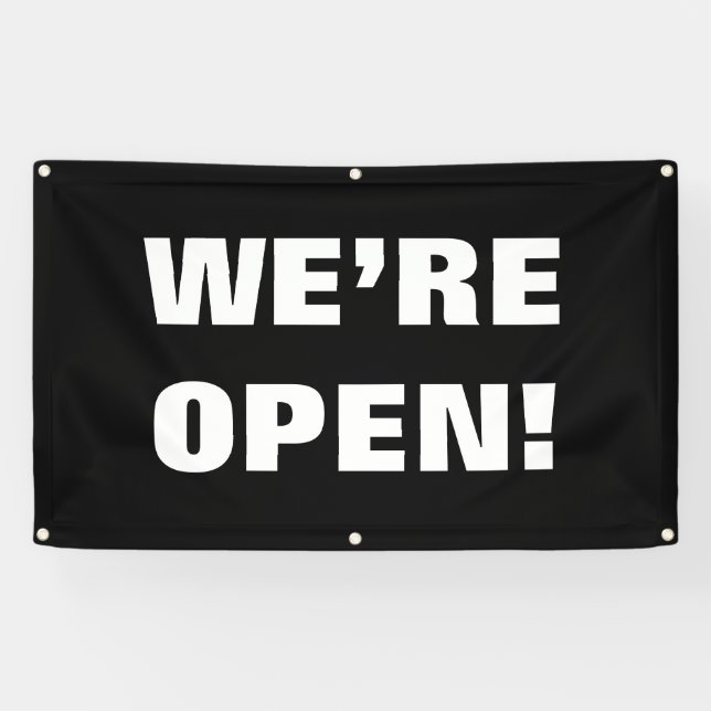 "WE'RE OPEN!" Customisable Vinyl outdoor sign (Horizontal)