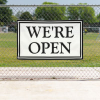 We're Open Simple Black and White Business 