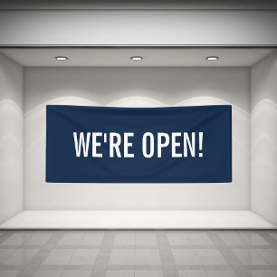 We're Open Simple Minimal Minimalist Business Bann Banner