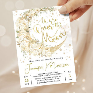 Were Over The Moon Baby Shower Gender Neutral  Invitation