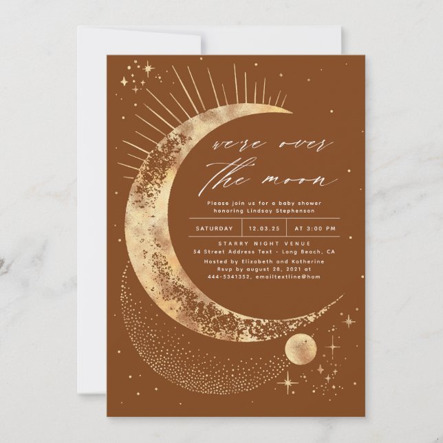 We're Over The Moon Baby Shower Invitation (Front)