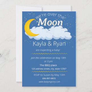 we're over the moon baby shower invite