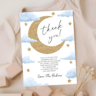 We're Over The Moon Boho Celestial Baby Shower Thank You Card