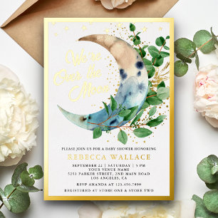 We're Over The Moon Eucalyptus Baby Shower Gold