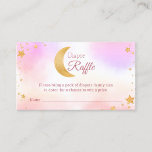 We're Over the Moon Girl Diaper Raffle Baby Shower Enclosure Card