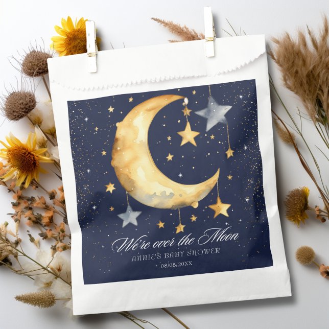 We're Over The Moon Glitter Boy Baby Shower Favour Bag (Creator Uploaded)