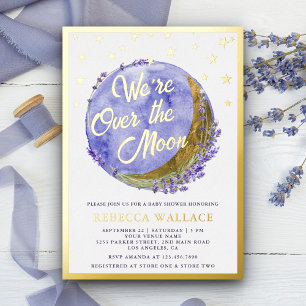We're Over The Moon Lavender Baby Shower Gold
