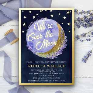 We're Over The Moon Lavender Baby Shower Navy Gold