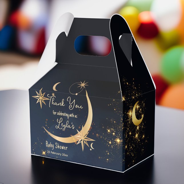 We're Over the Moon starry night Baby Shower Favour Box (We're Over the Moon starry night Baby Shower Favor Box Moon baby shower favor box)