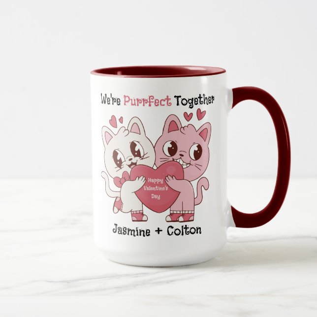 We're Purrfect Together Cute Valentine's Day Mug (Right)