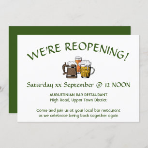 WE'RE REOPENING! Bar Restaurant Customisable GREEN Invitation