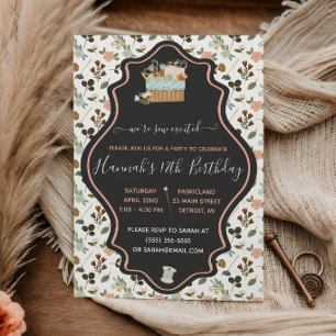 We're Sew Excited Embroidery Themed Birthday Party Invitation