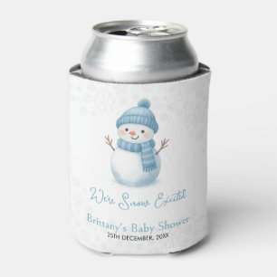 We're Snow Excited Snowmen Boy Baby Shower Can Cooler