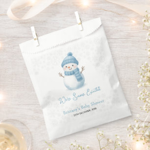 We're Snow Excited Snowmen Boy Baby Shower Favour Bag