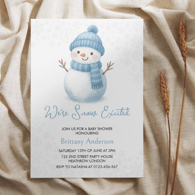 We're Snow Excited Snowmen Boy Baby Shower Invitation (Creator Uploaded)