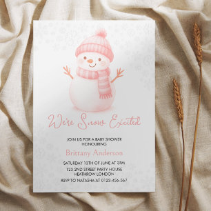 We're Snow Excited Snowmen Girl Baby Shower Invitation
