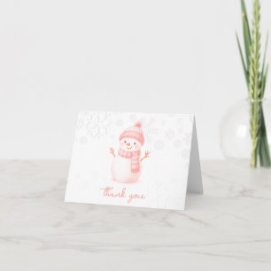 We're Snow Excited Snowmen Girl Baby Shower Thank You Card