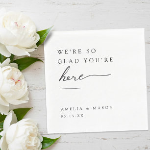 We're So Glad You're Here Minimal Paper Wedding  Napkin