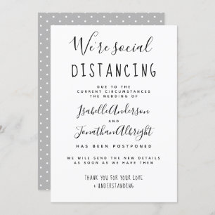 We're Social Distancing Stylish Postponed Wedding Invitation