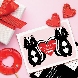 We're Stinkin' Cute Skunk Valentine's Day Greeting Holiday Postcard