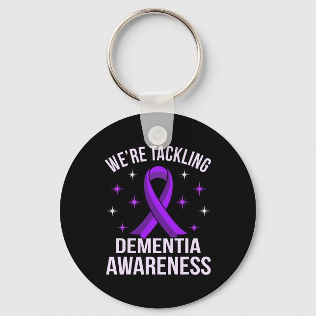 We're Tackling Dementia Awareness Alzheimer's Purp Key Ring (Front)