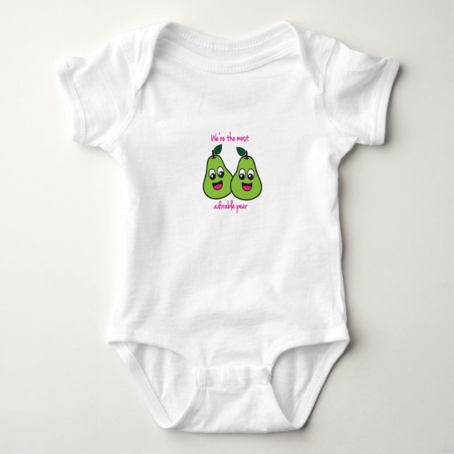 We're the Most Adorable Pear Twin Baby Bodysuit (Front)