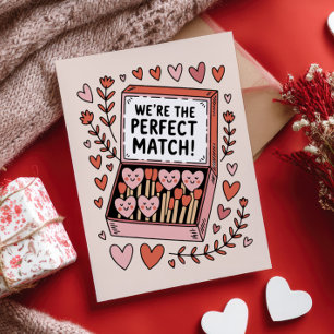 We're The Perfect Match Pun Funny Valentine's Day Postcard