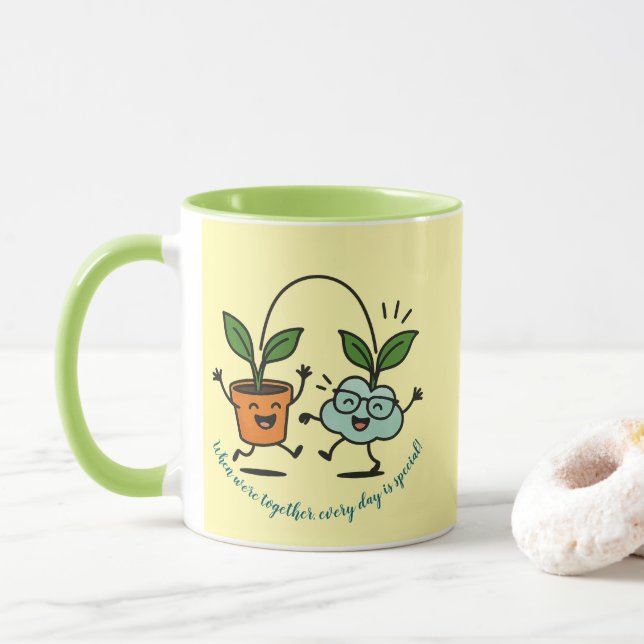 We're Together Every Day Is Special Cute Plant Mug (With Donut)