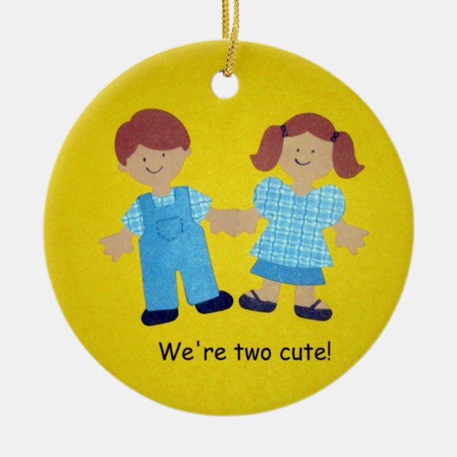 We're two cute! ceramic tree decoration (Front)