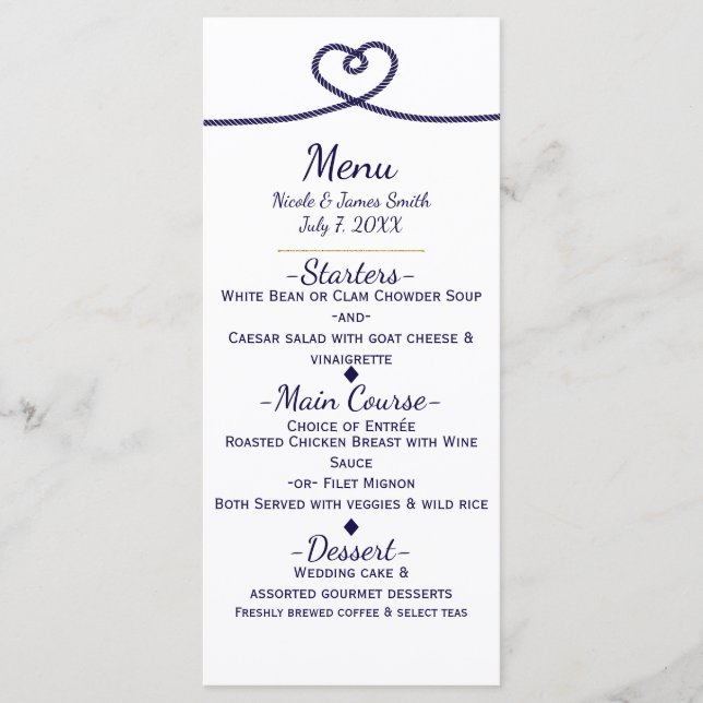 We're tying the knot Nautical Beach Wedding Menu (Front)