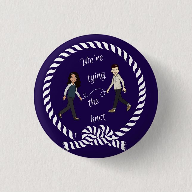 We're Tying The Knot Nautical Coloured Anime   3 Cm Round Badge (Front)