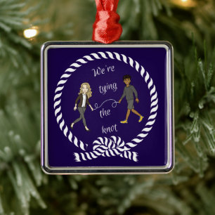We're Tying The Knot Nautical Coloured Anime  Metal Ornament