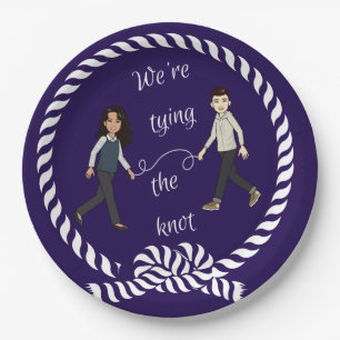 We're Tying The Knot Nautical Coloured Anime  Pape Paper Plate