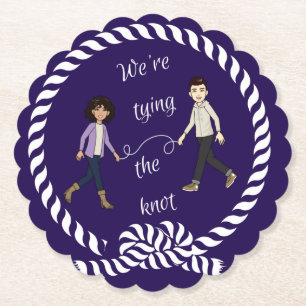 We're Tying The Knot Nautical Coloured Anime Paper Coaster