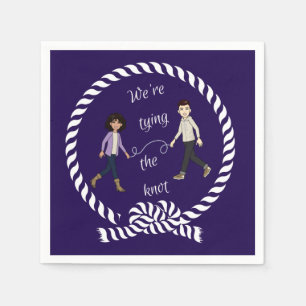 We're Tying The Knot Nautical Coloured Engagement  Napkin