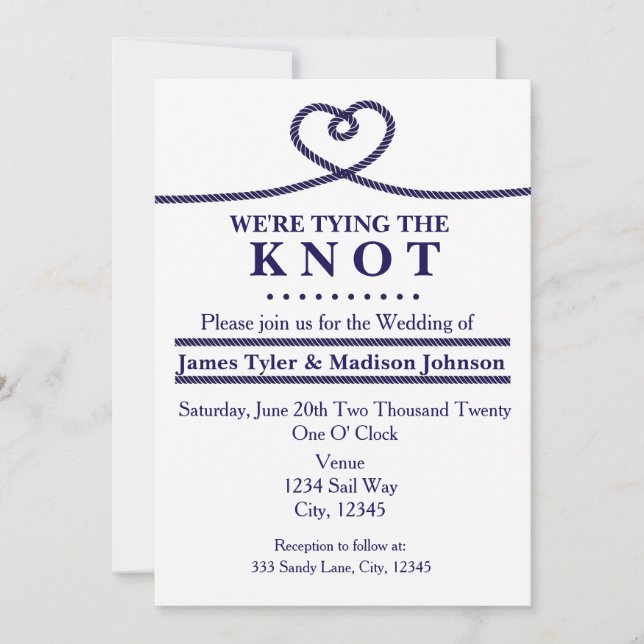 WE'RE TYING THE KNOT Nautical Wedding Invitations (Front)