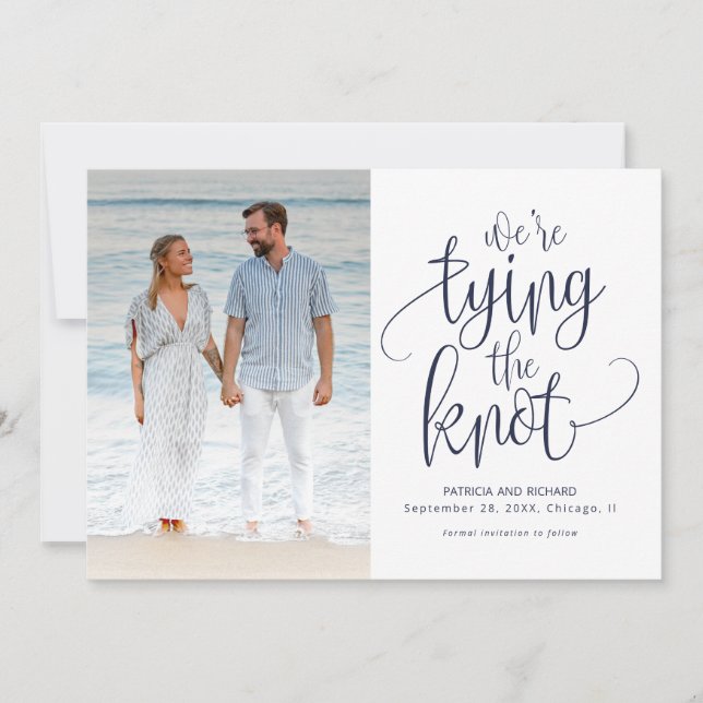 We're Tying The Knot Wedding Save The  Date Photo Invitation (Front)