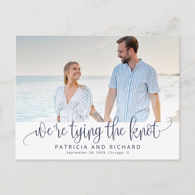 We're Tying The Knot Wedding Save The  Date Photo Postcard (Front)