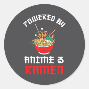 Wered By Anime And Ramen, Funny Anime Noodle Lover Classic Round Sticker