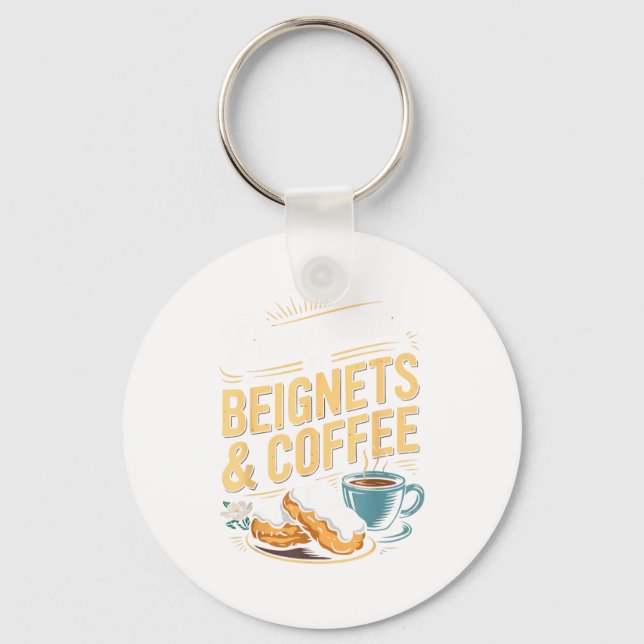 Wered By Beignets And Coffee Funny New Orleans Quo Key Ring (Front)