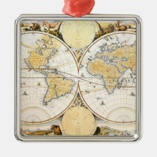 Werelt Caert, engraved by Daniel Stoopendaal Metal Ornament